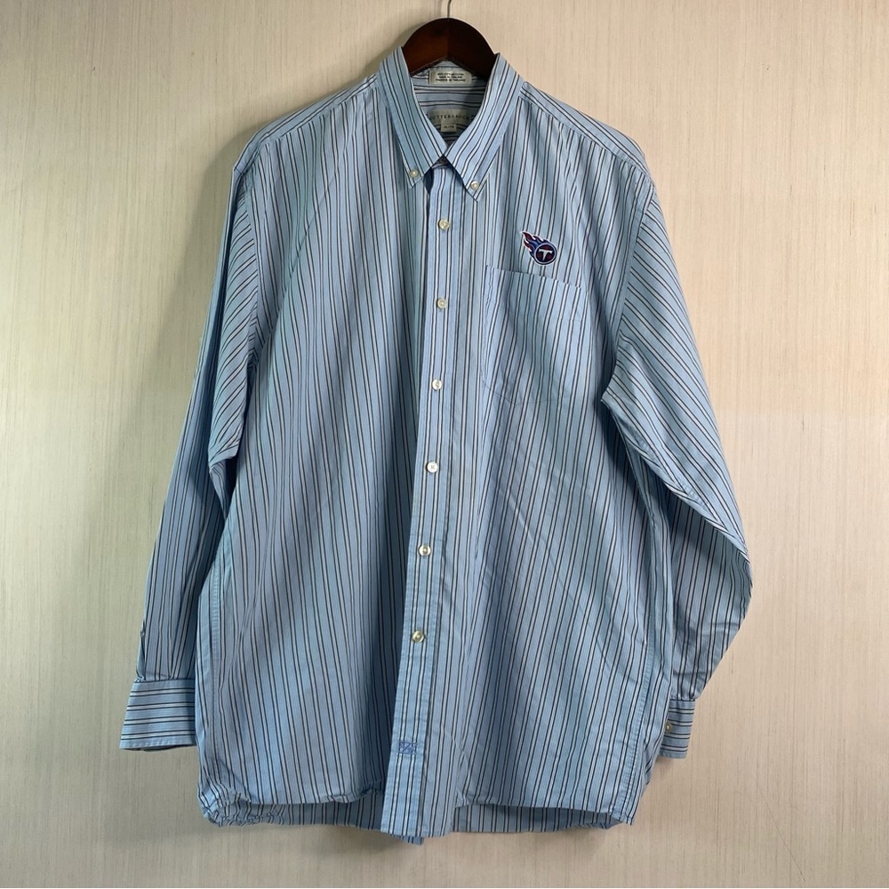 Cutter & Buck Men's Tennessee Titans Long Sleeve Button-Down Shirt Blue XL